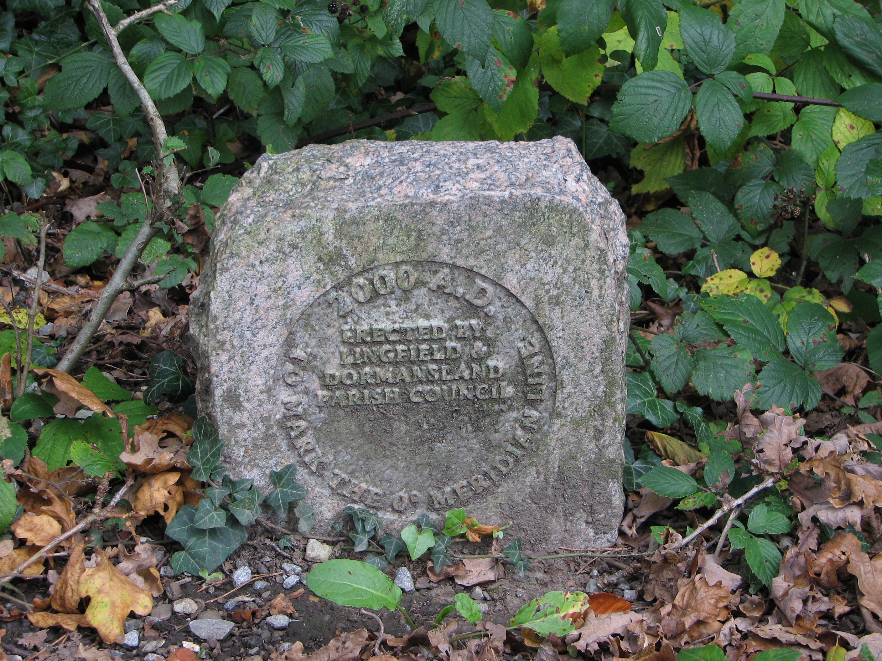 Greenwich Meridian Marker; England; Surrey; Dormansland